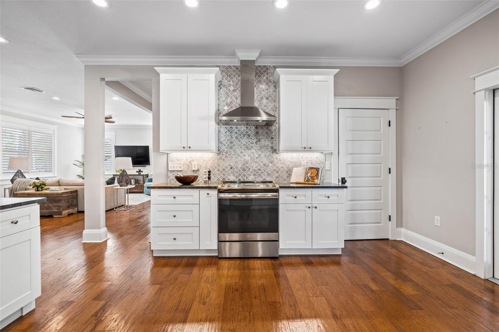 Spacious Cooking Area with Exhaust Hood