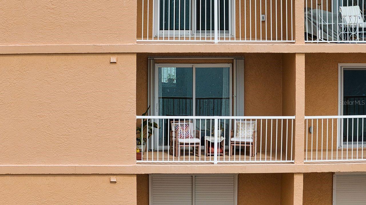 Close up view of private balcony off Master Suite
