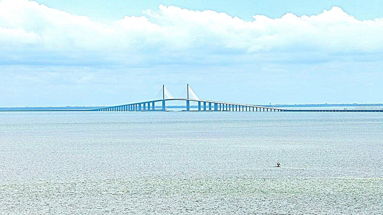 Majestic Skyway Bridge in distant view.