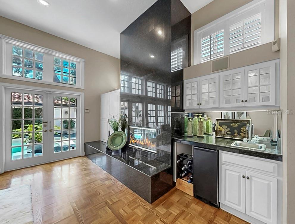 Fireplace and wet bar