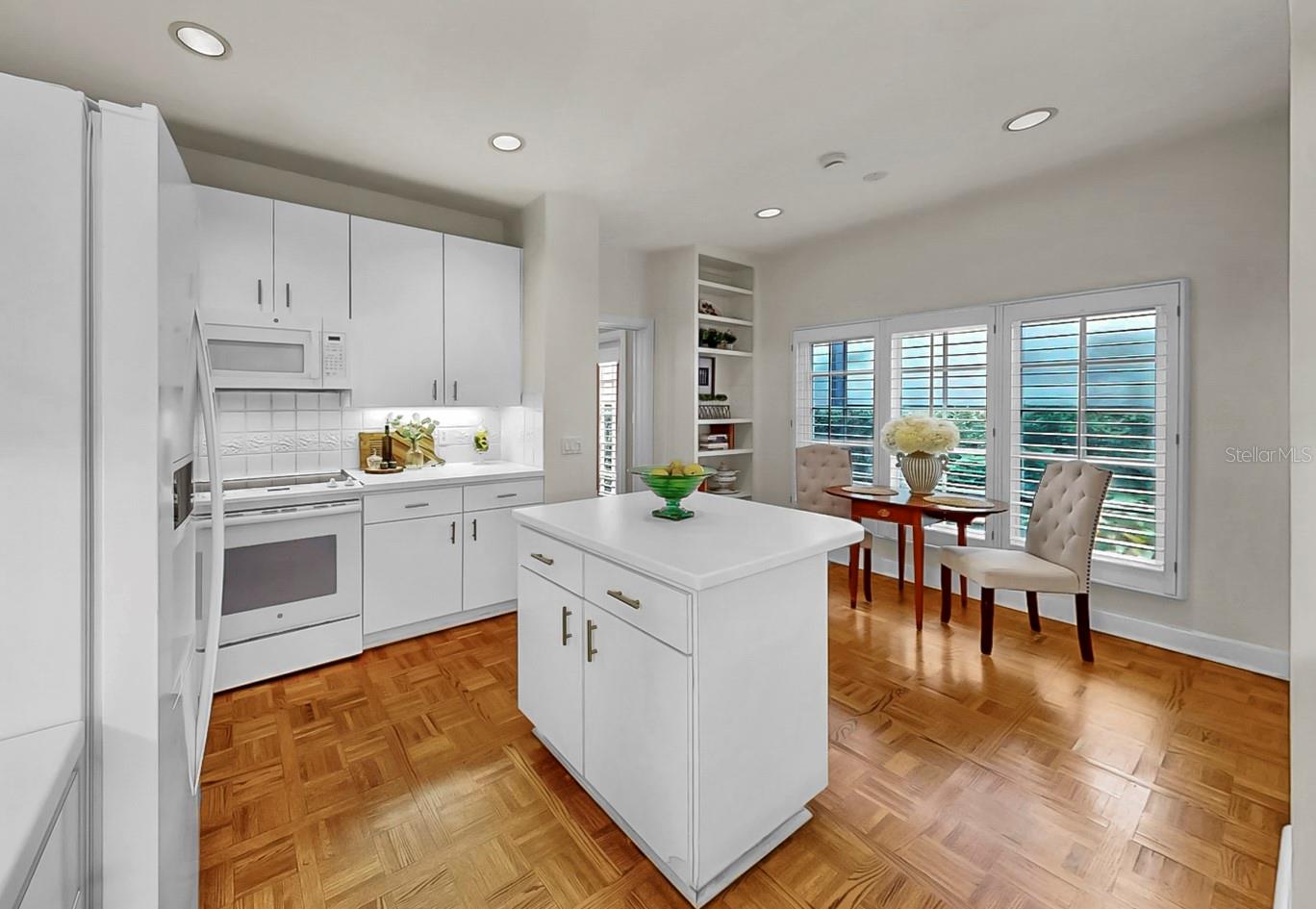 Kitchen with view of side patio