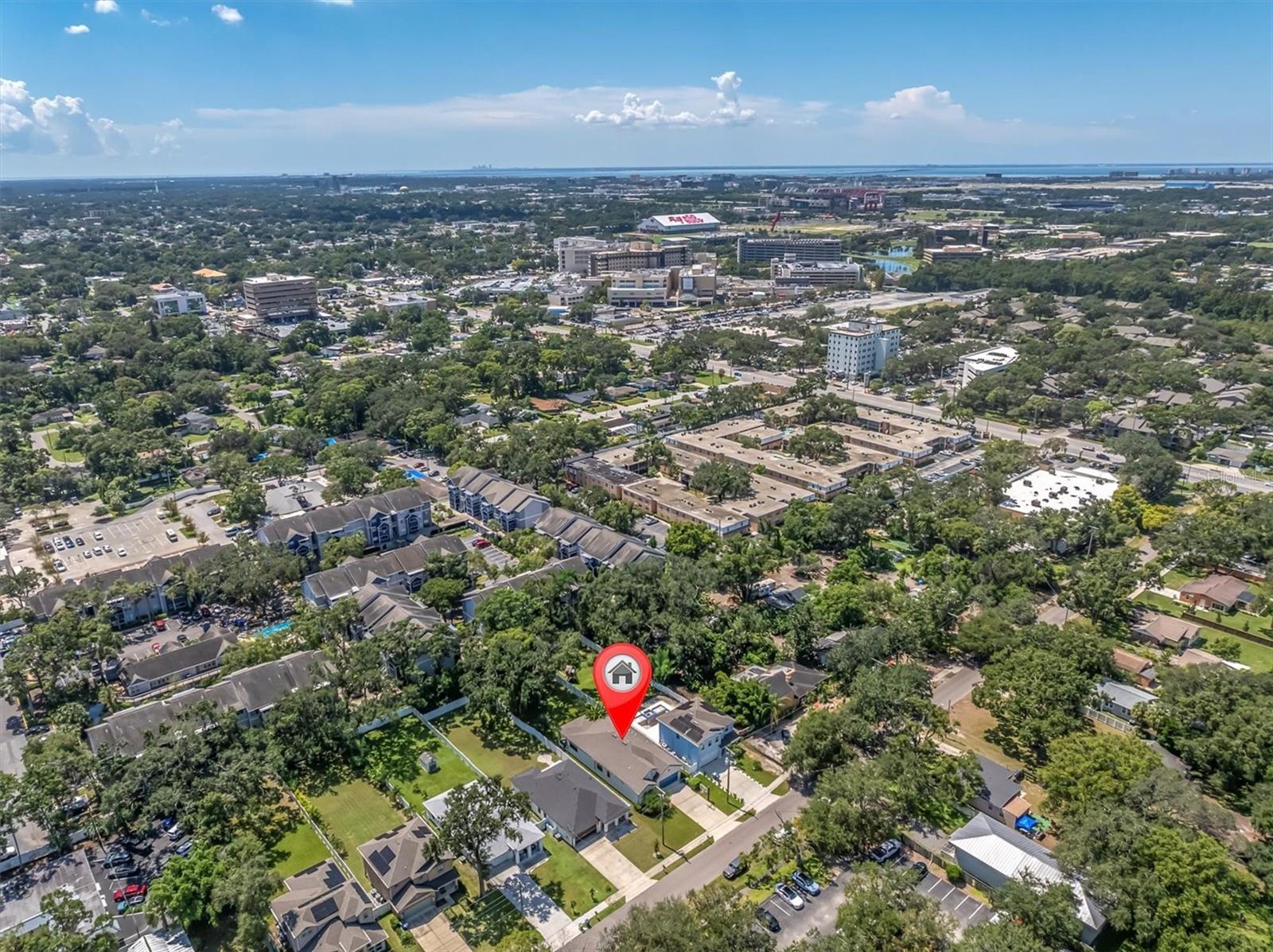 Ariel View of Tampa Int'l Airport, St. Joseph's Hospitals, and Raymond James Stadium
