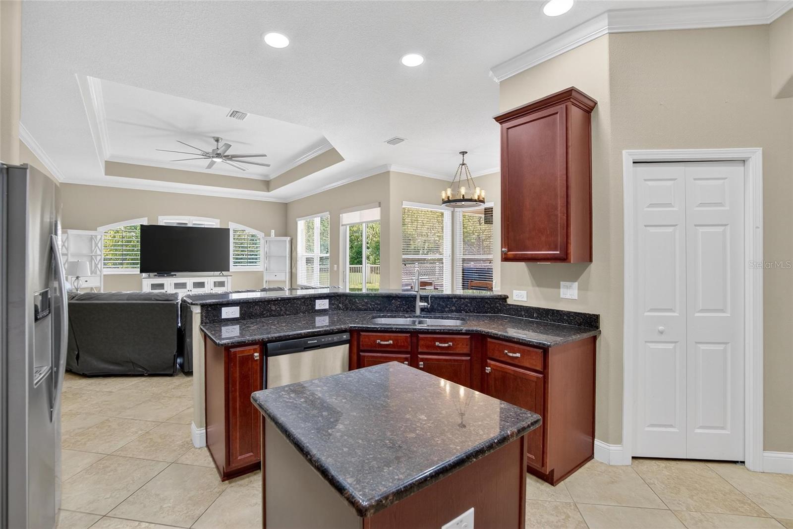 Kitchen overlooking the living room.