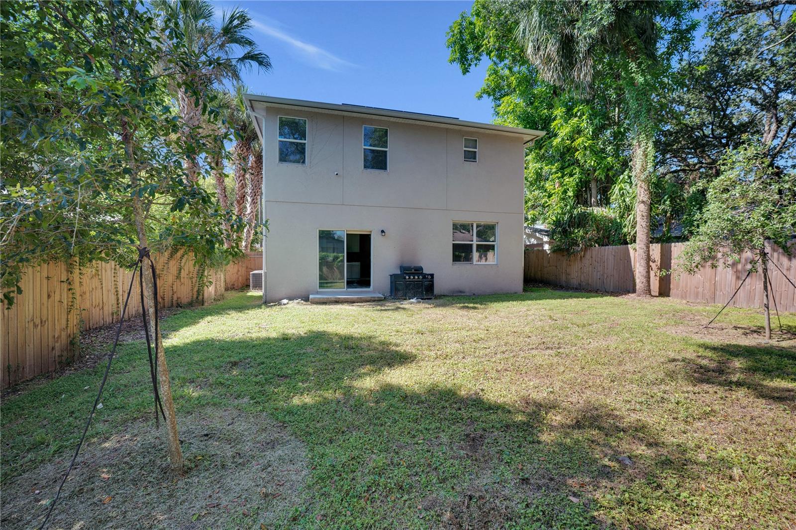Large fenced backyard