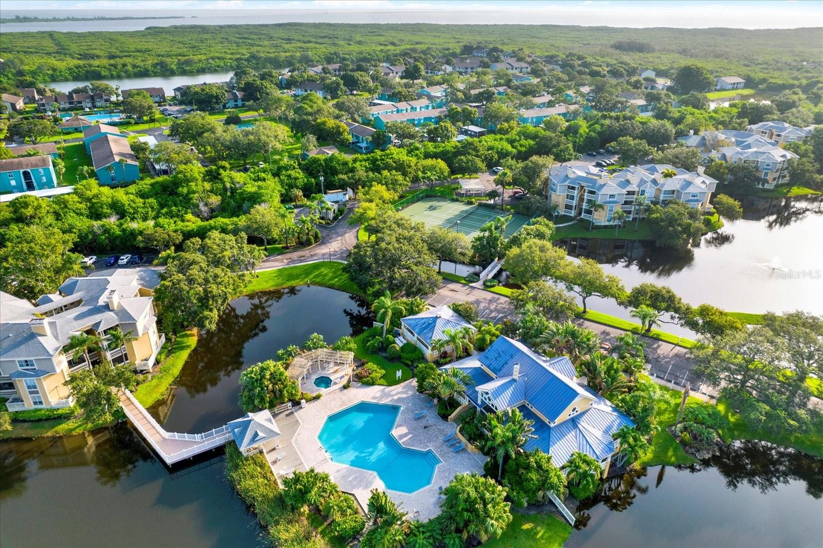 Two pools, two courts, and a clubhouse that makes it feel more resort than condo.