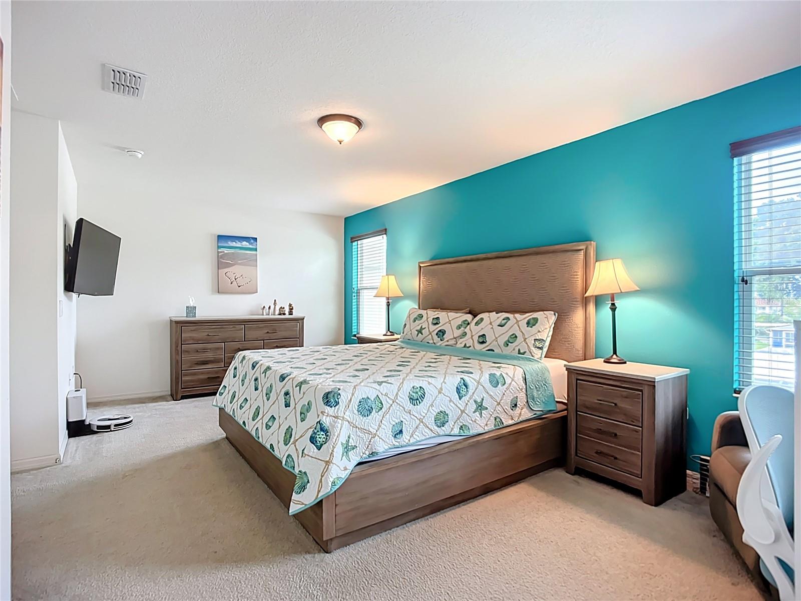 Very large and roomy master is 20ftx13ft and can accommodate the largest of furniture!
