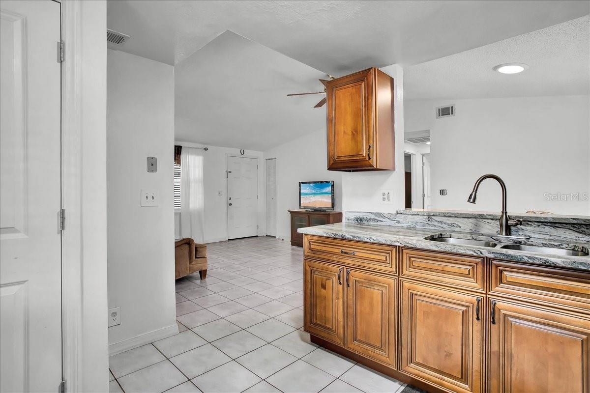 view of living room from kitchen