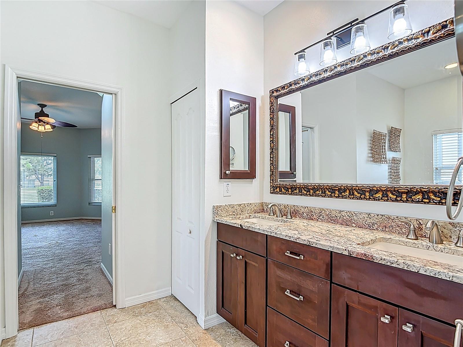 Master bath has walk-in closet