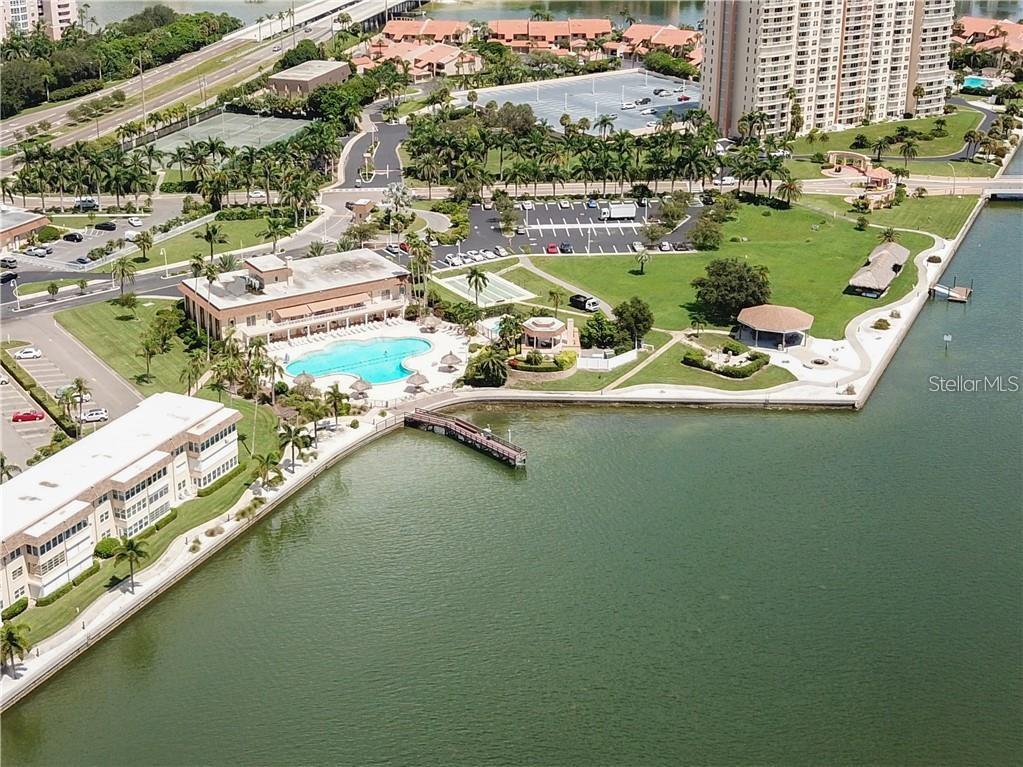 Residents Club pool with spa, dock, gazebo