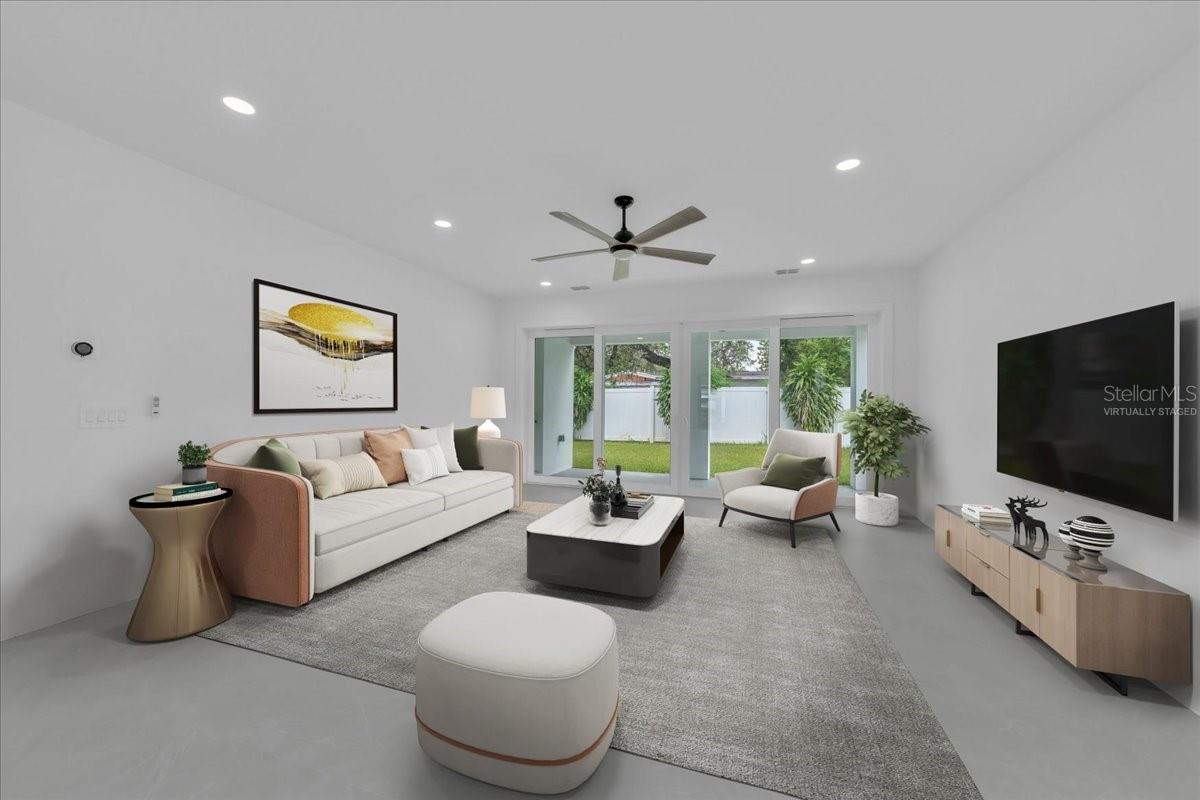 virtually staged, family room