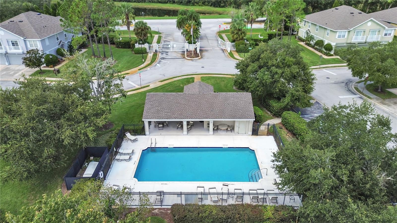 Pool with Covered Seating Area
