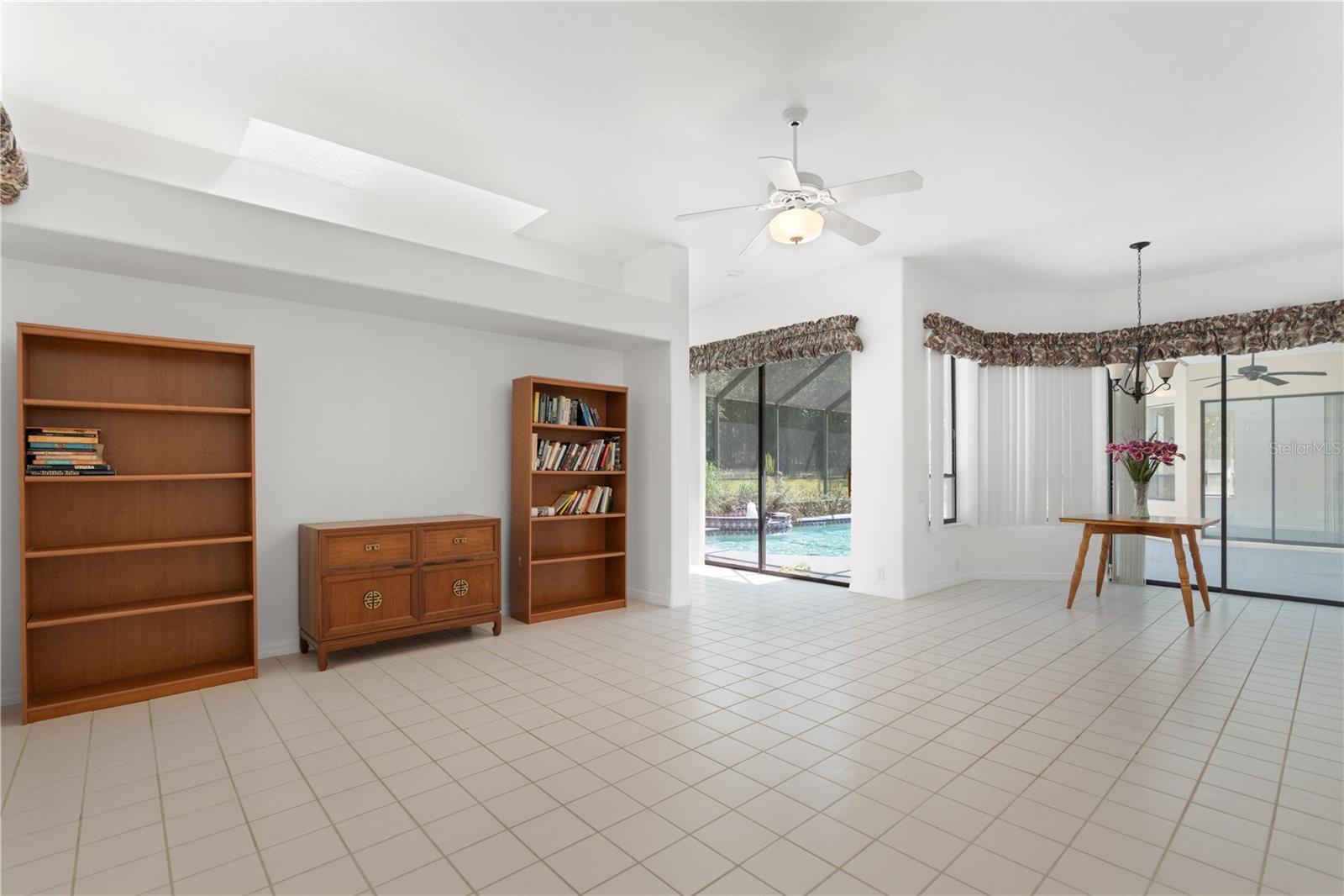 Kitchen opens to living room