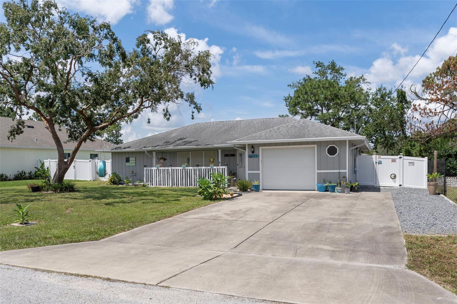 One car garage with extra parking