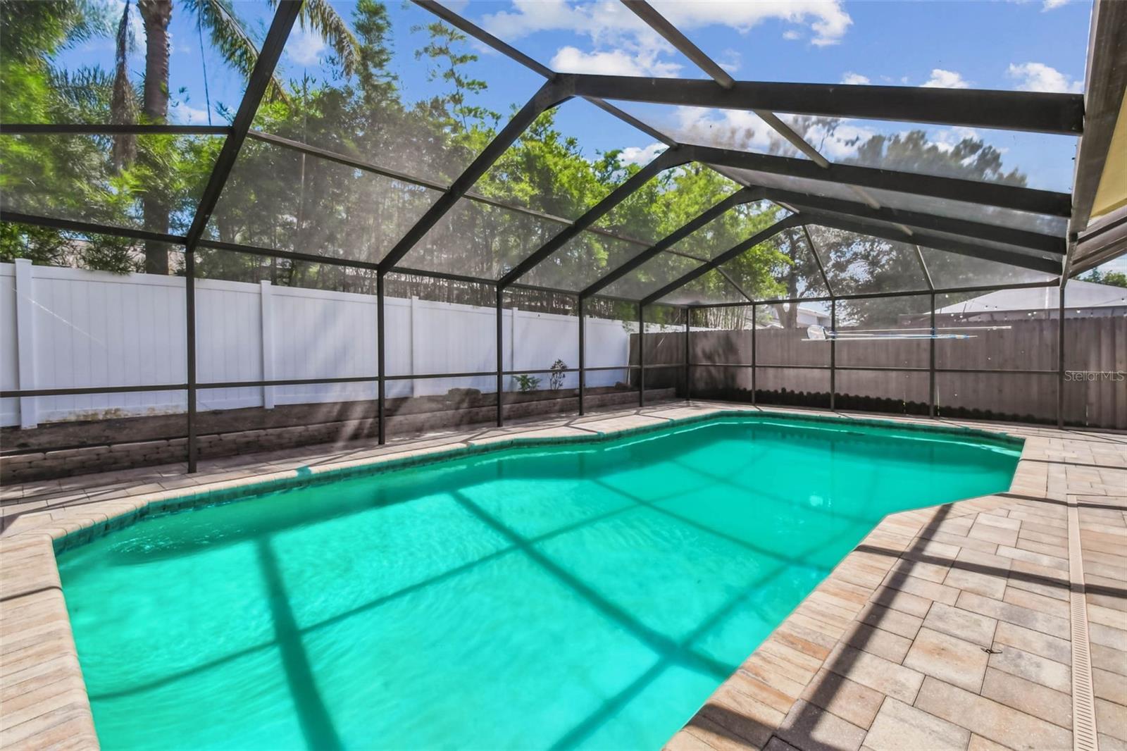 Screened in solar heated pool