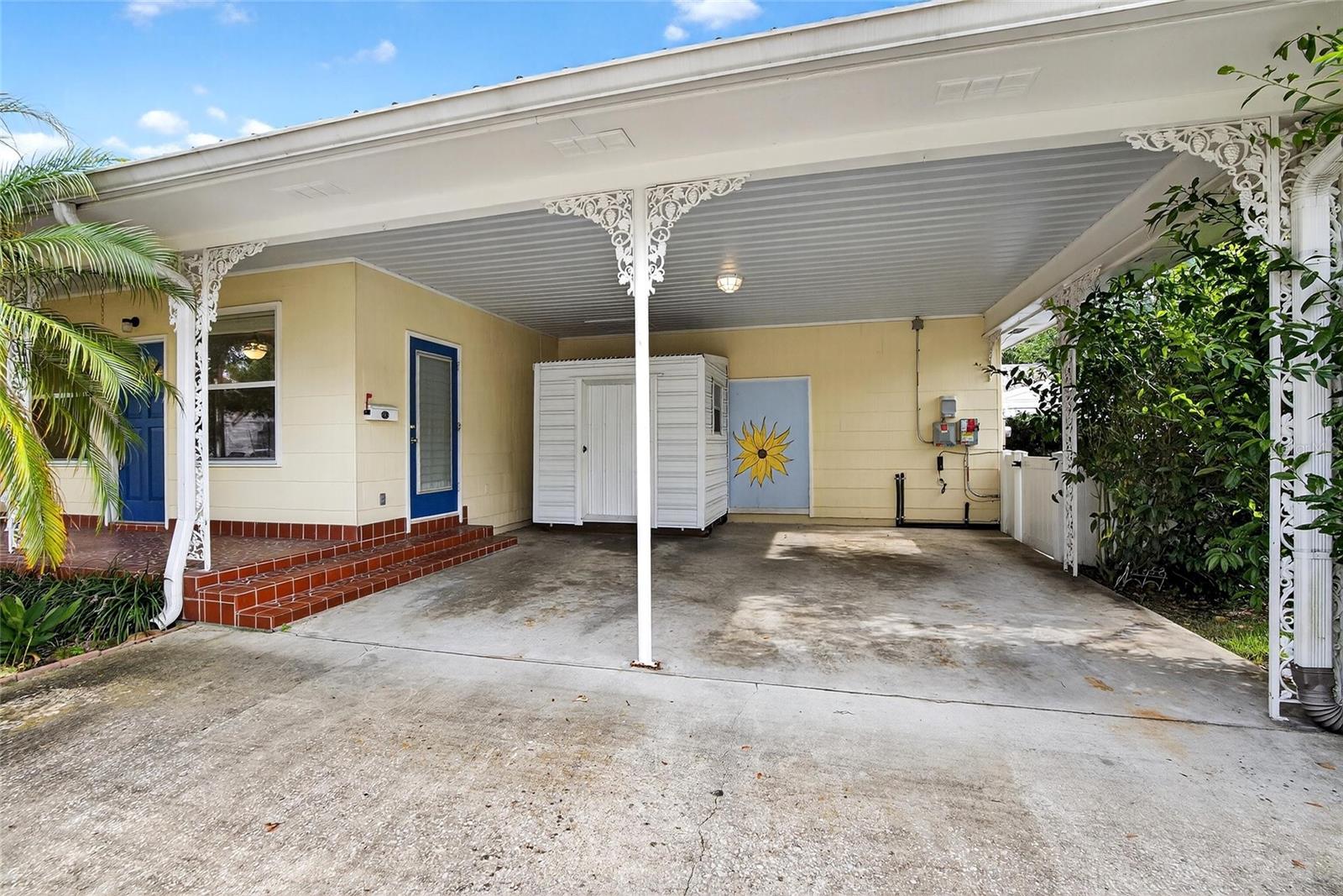 CARPORT WITH STORAGE SHED