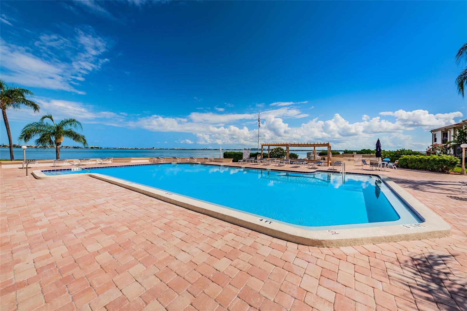 Heated Pool & Spa overlooks the Bay