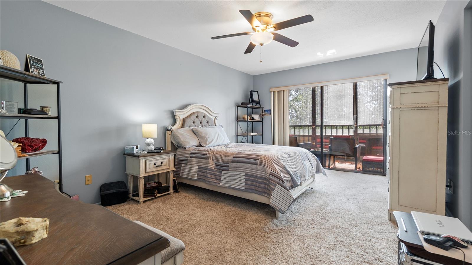 The large master bedroom has an equally large walk-in closet