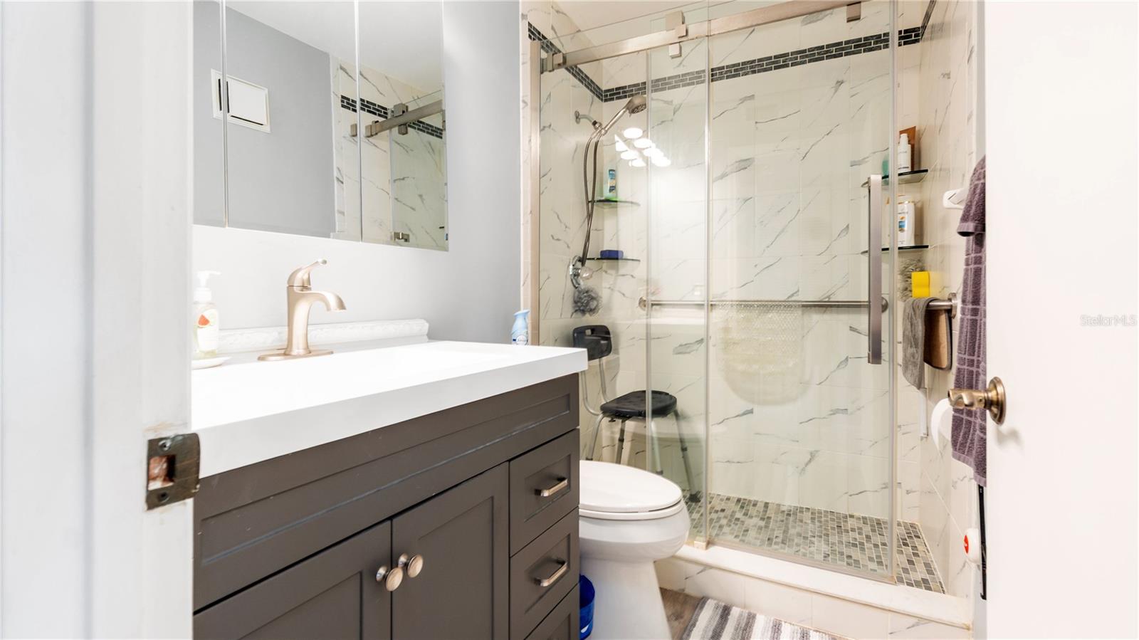 Master Bathroom with large step-in shower