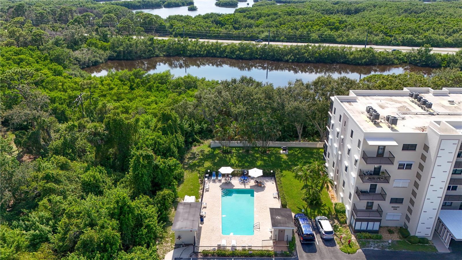 Community Pool overlooking the tranquil view of the Bayou!