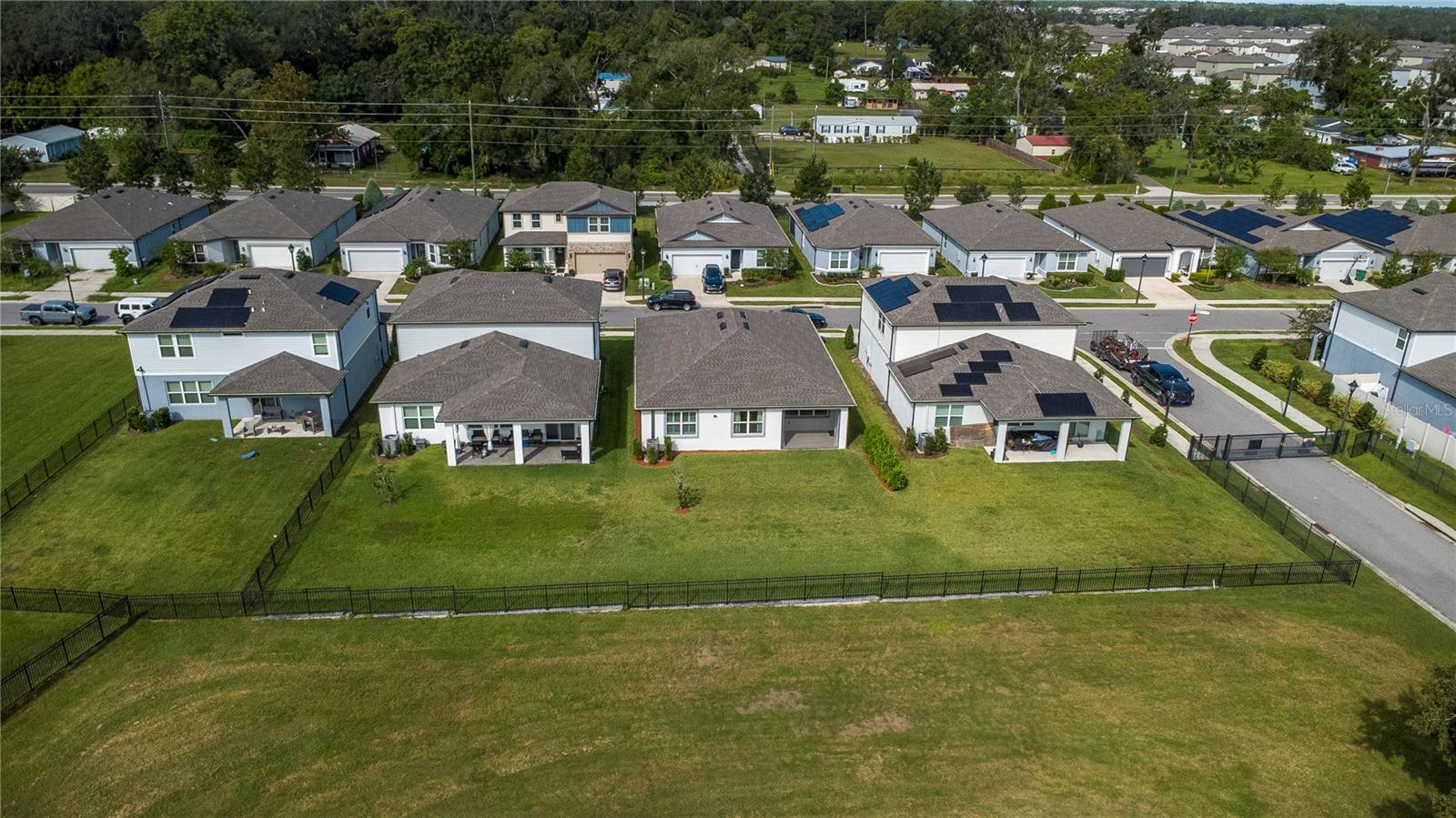 Aerial View of Back of Home and Backyard