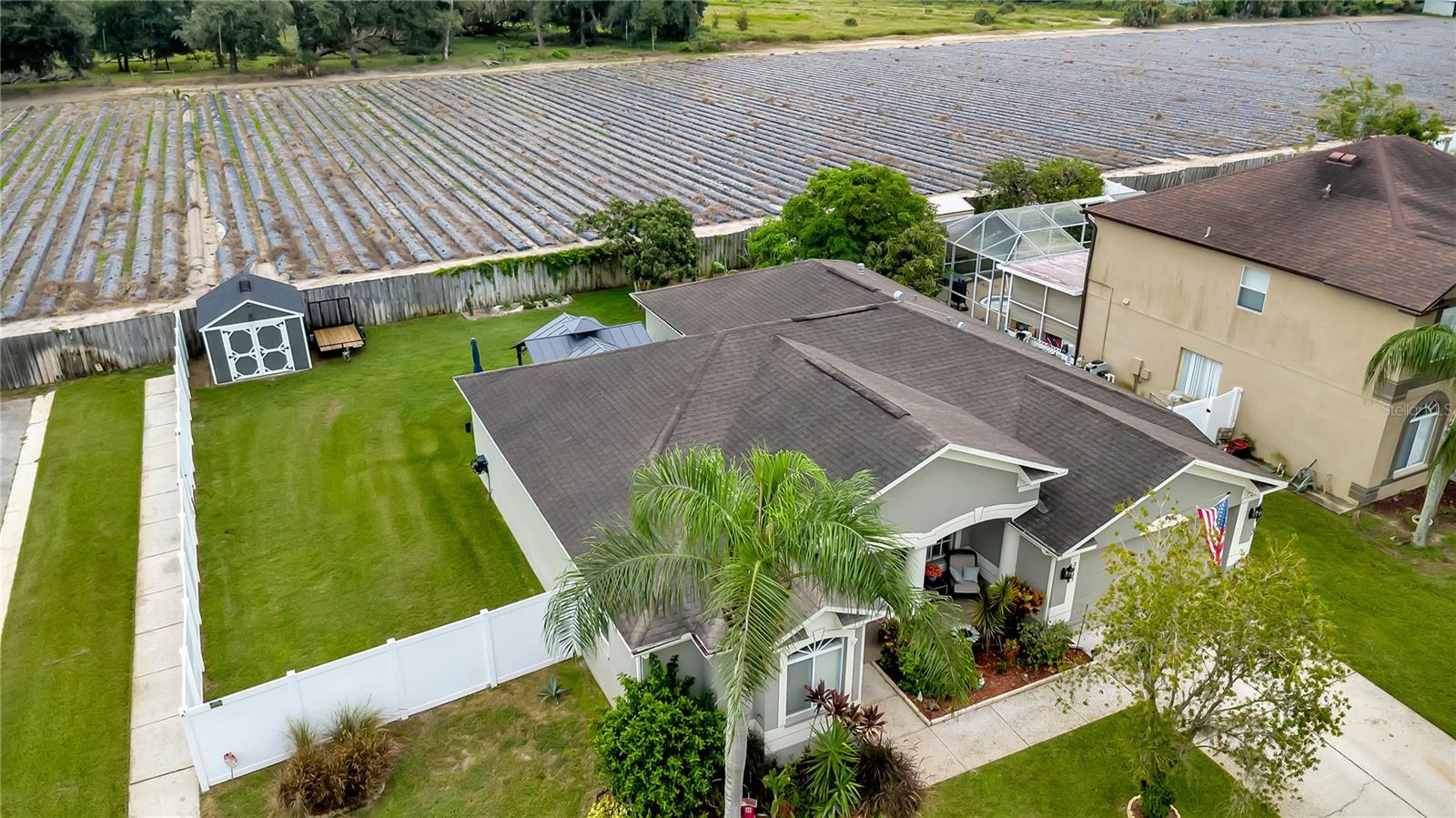 Aerial View of Home, Fully Fenced, Corner Lot and NO Rear Neighbors