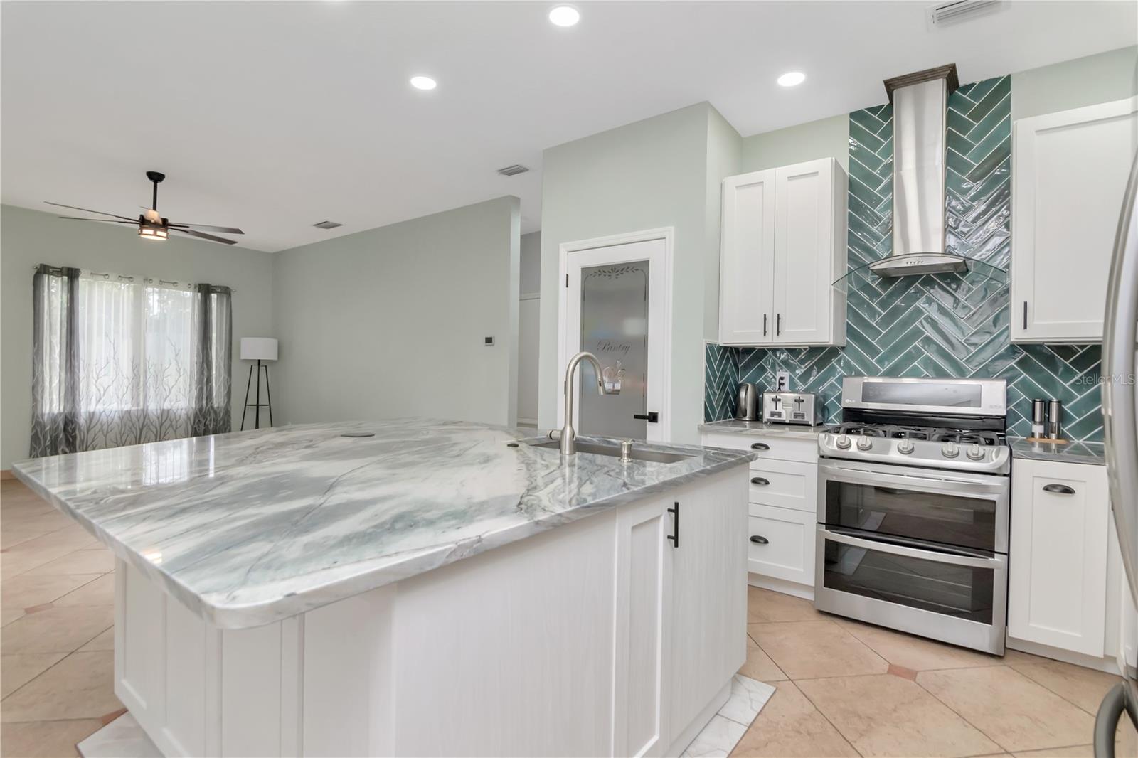 Kitchen with Elevated Stainless Steel Appliance Package