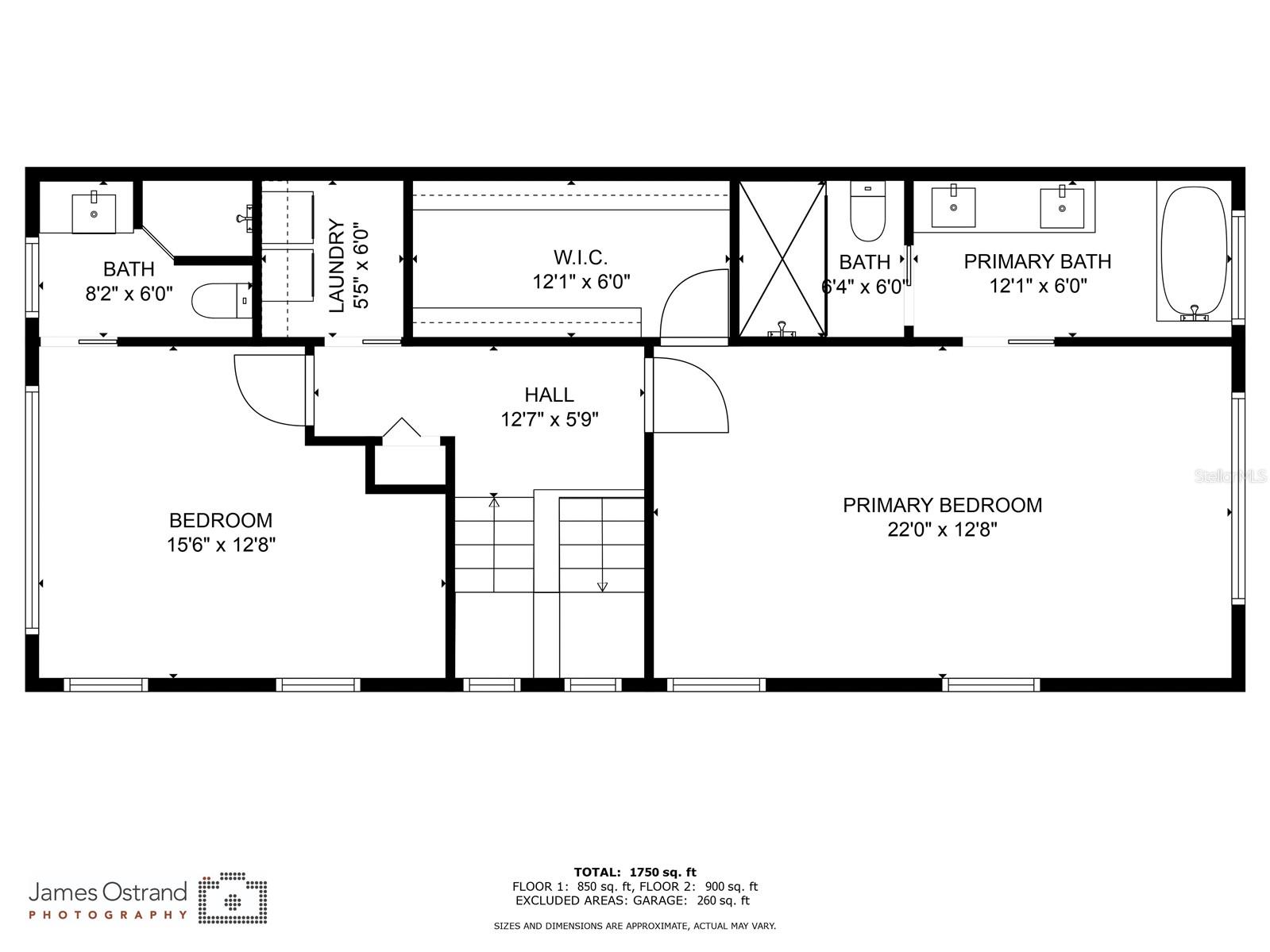 Bedrooms, baths, and laundry.
