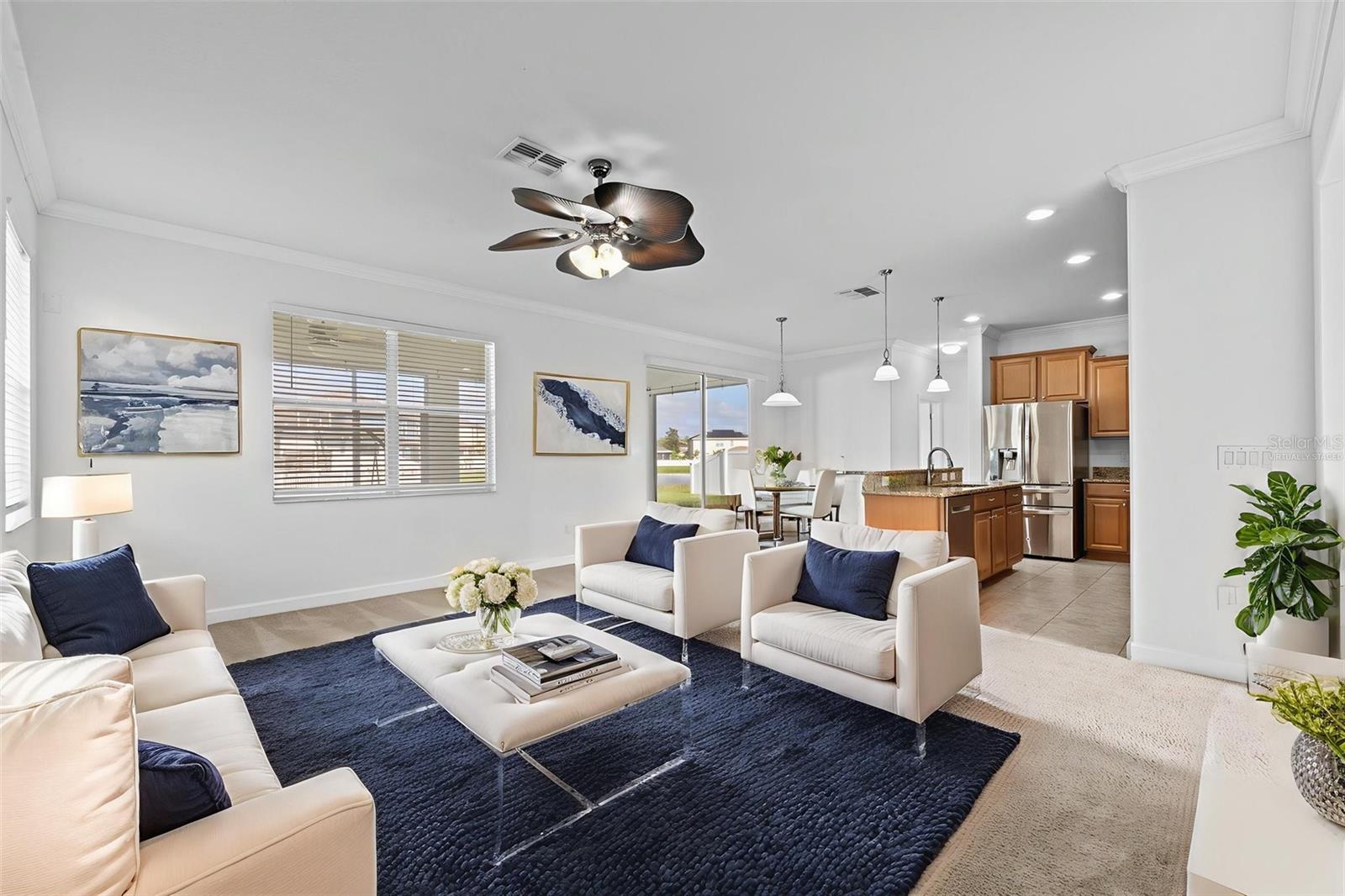 Virtually Staged Family Room, Kitchen and Breakfast nook