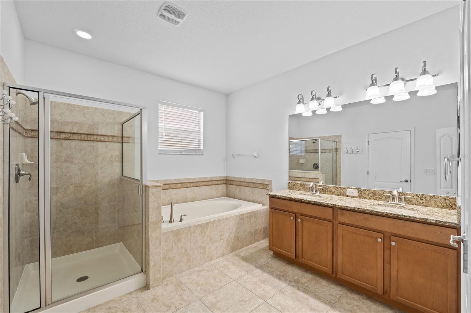 Owners Suite Bathroom shower and Garden Tub