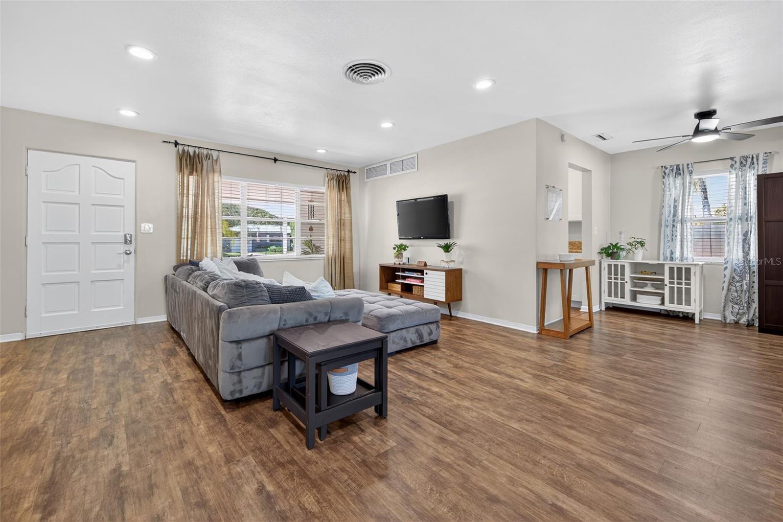 Living room with laminate floors