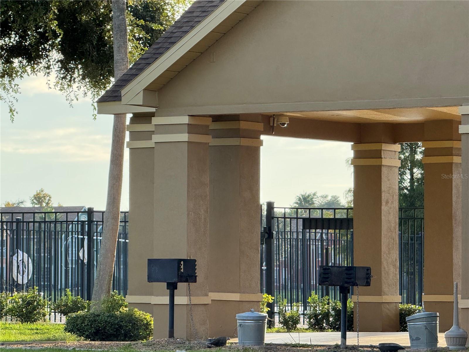 BBQ station by the pool.