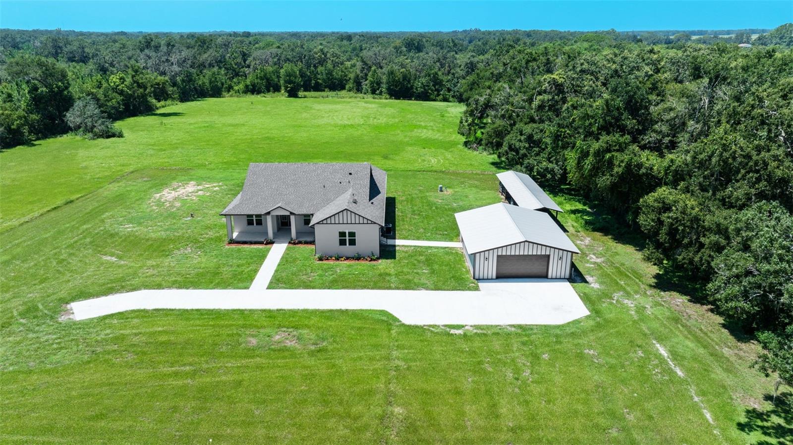 front aerial view looking east to west