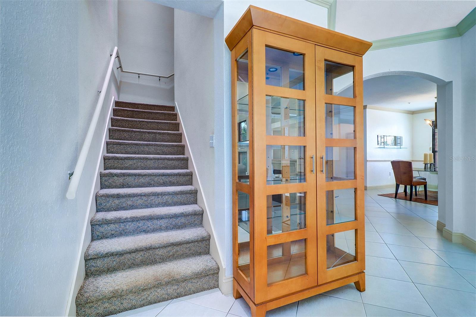 Stairs to the second floor from the family room