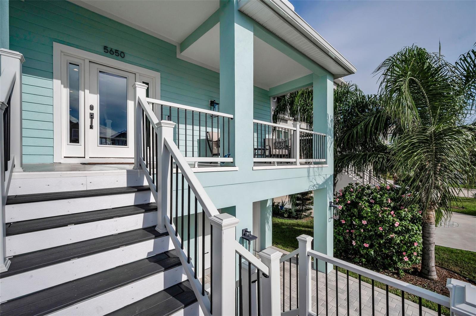 Stairway and covered porch