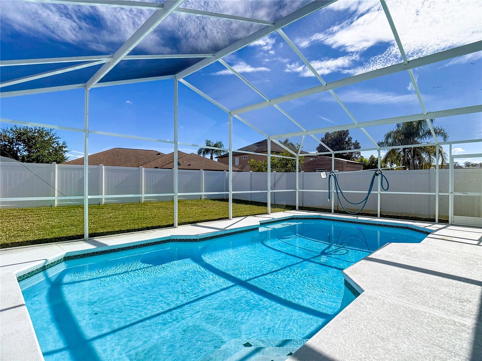 Large pool and fenced in yard