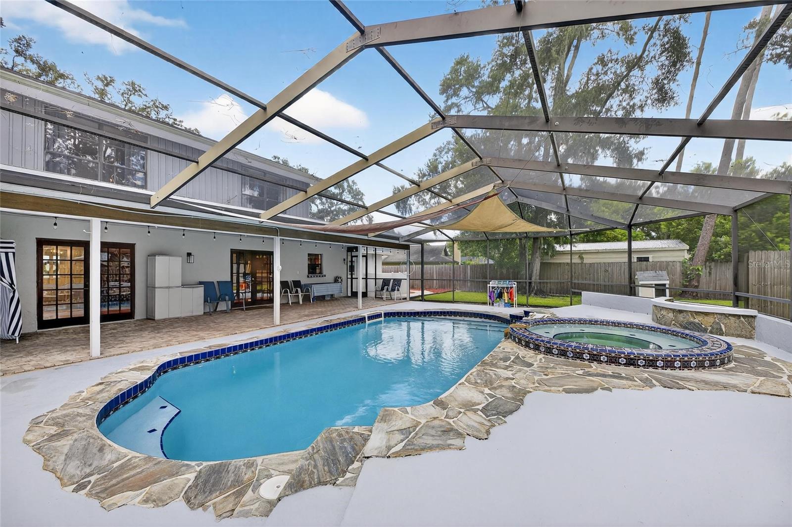 Pool with covered porch