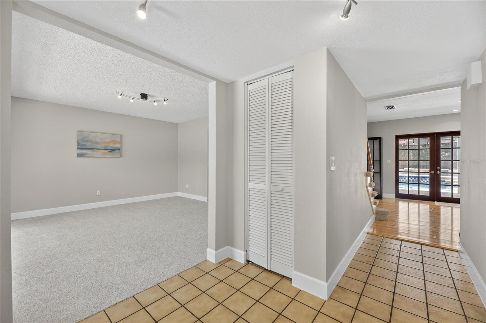 Entry way overlooking dining room