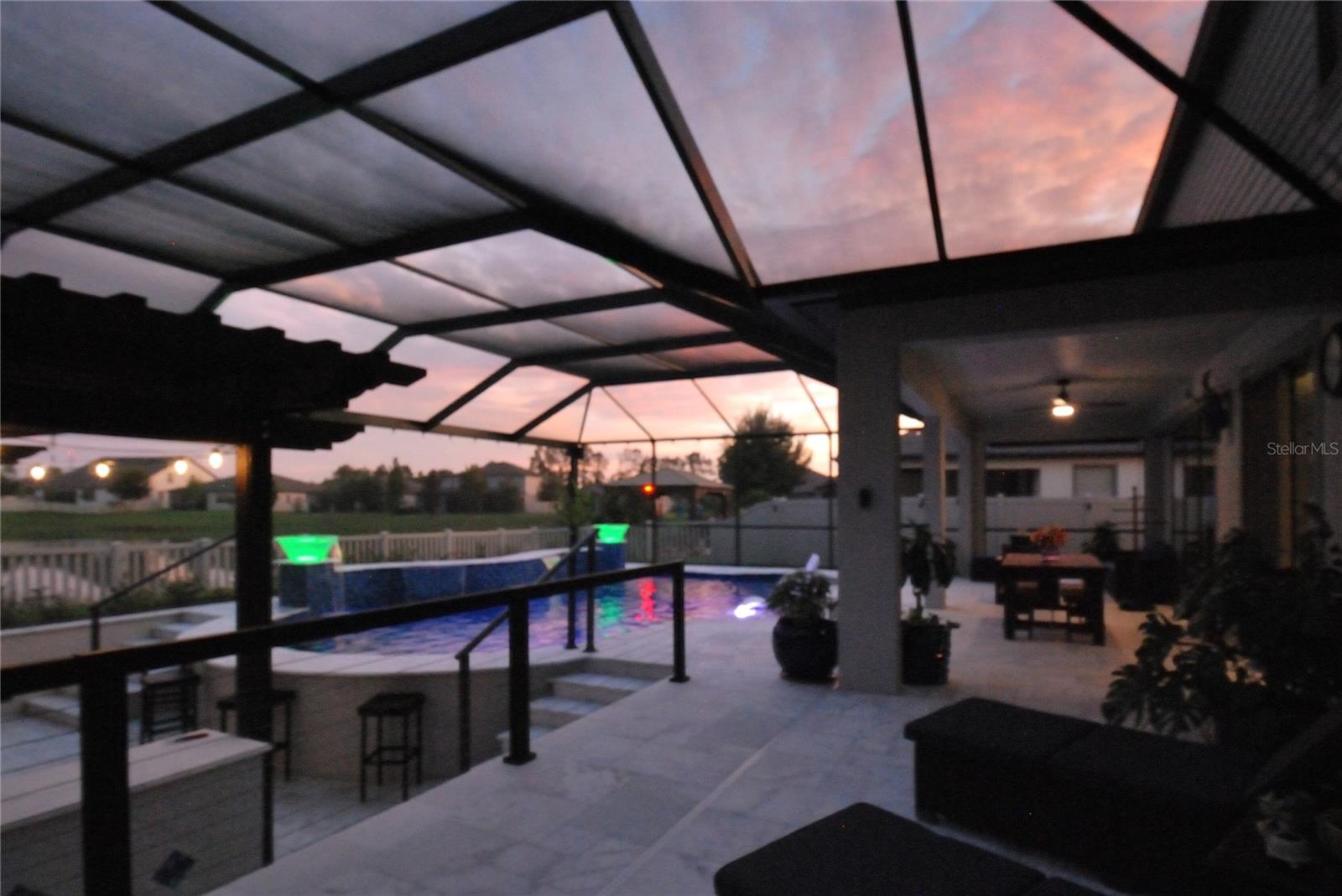Tanning Area and Pool - Dusk