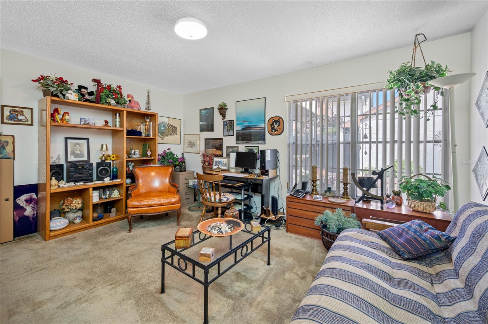A large second bedroom used as an extra family room/office