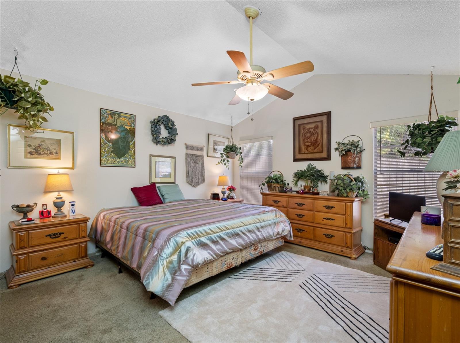 Master bedroom with vaulted ceiling