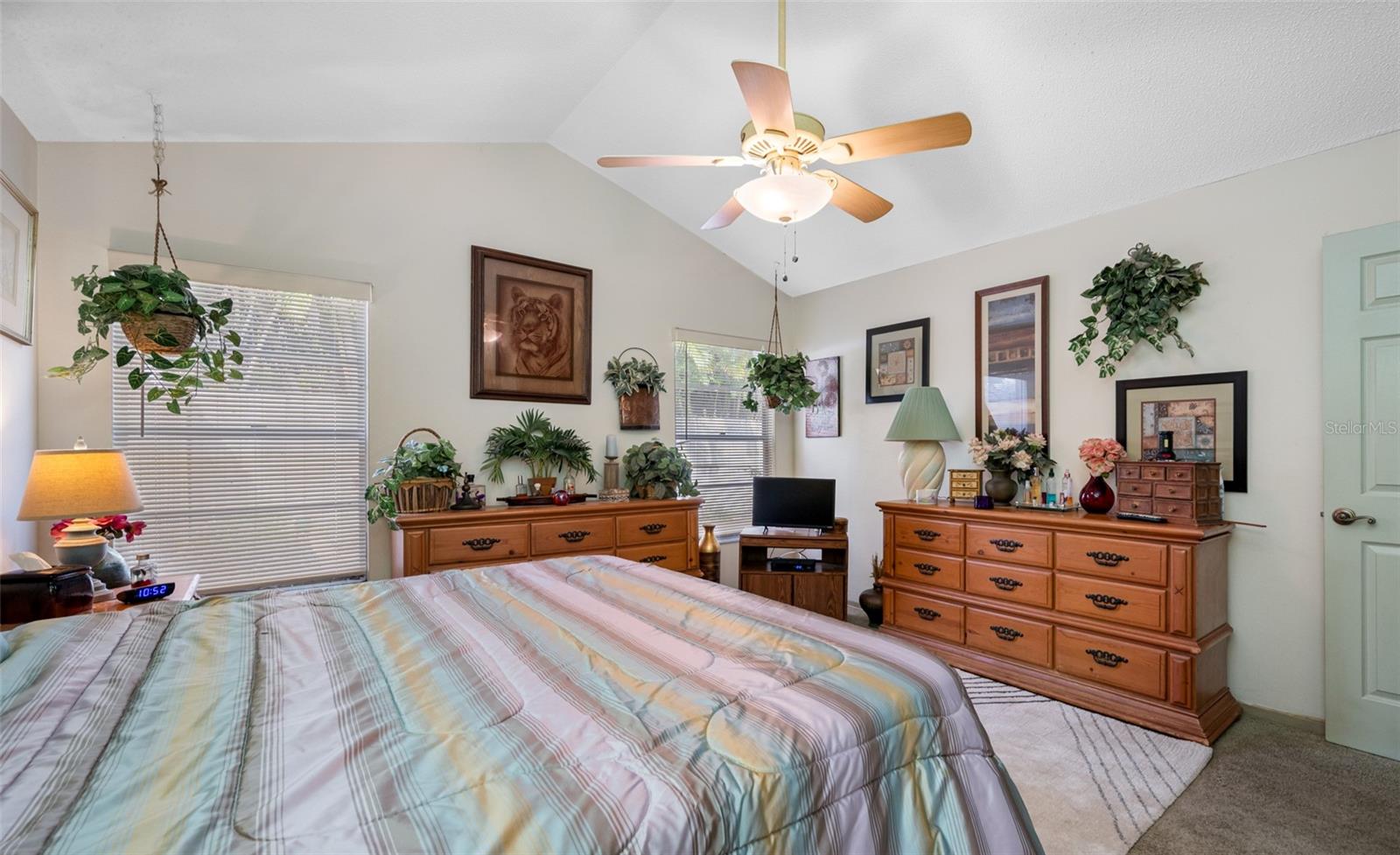 Master bedroom with vaulted ceiling