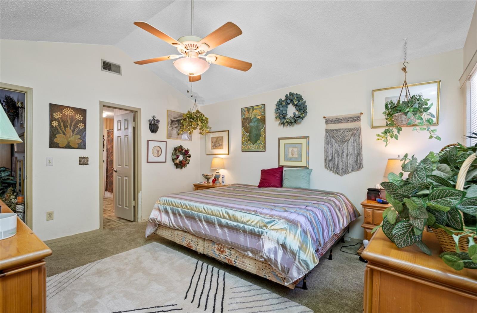 Master bedroom with vaulted ceiling