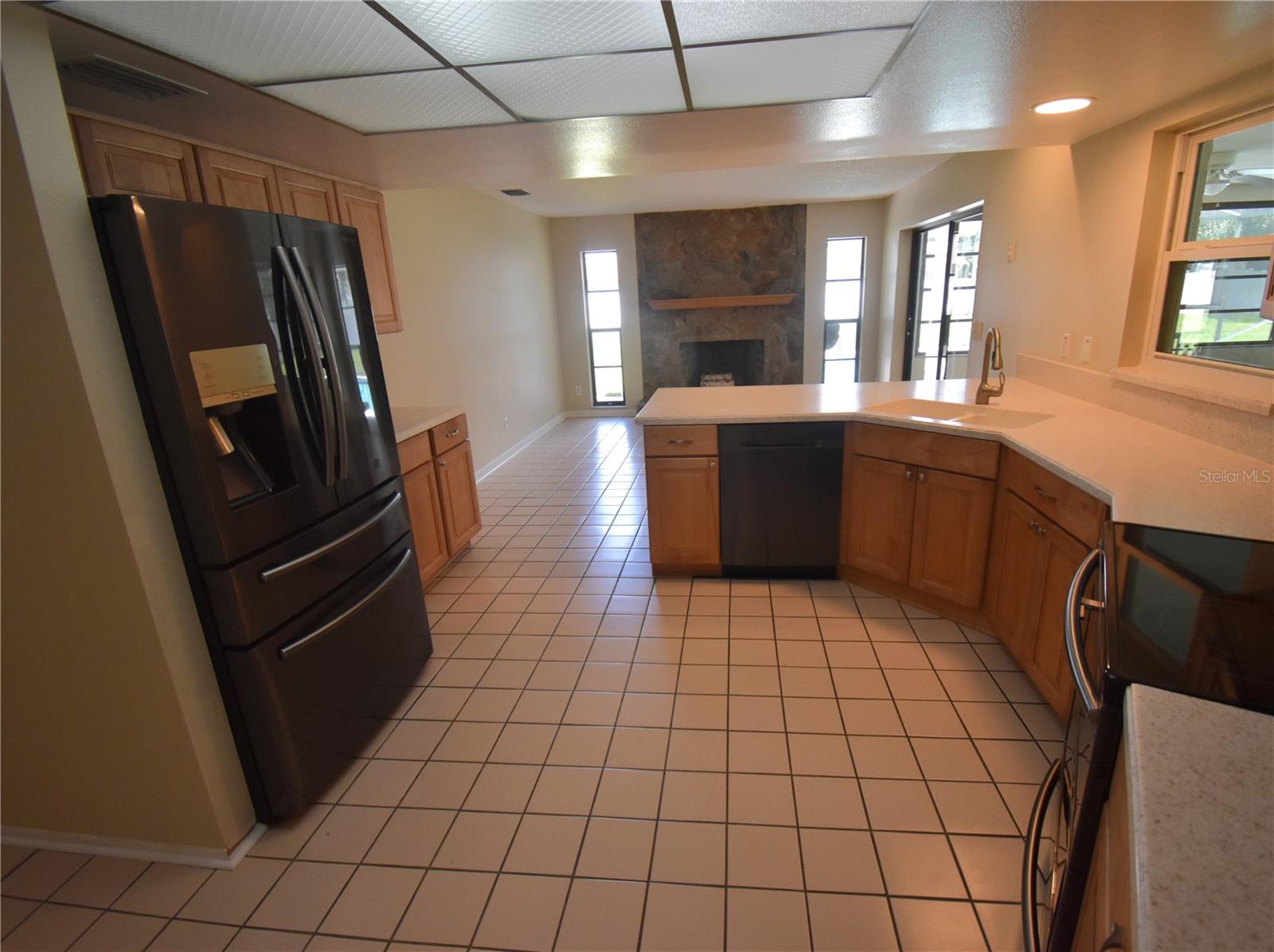 Kitchen and family room