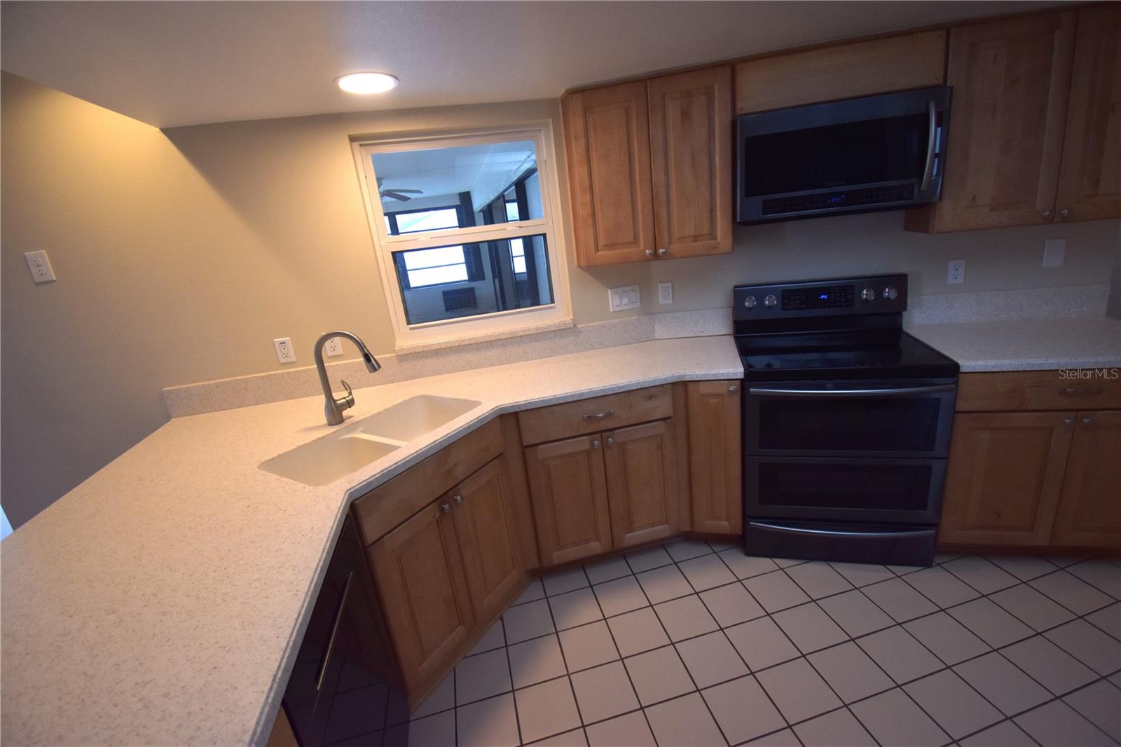 Kitchen with window pass through
