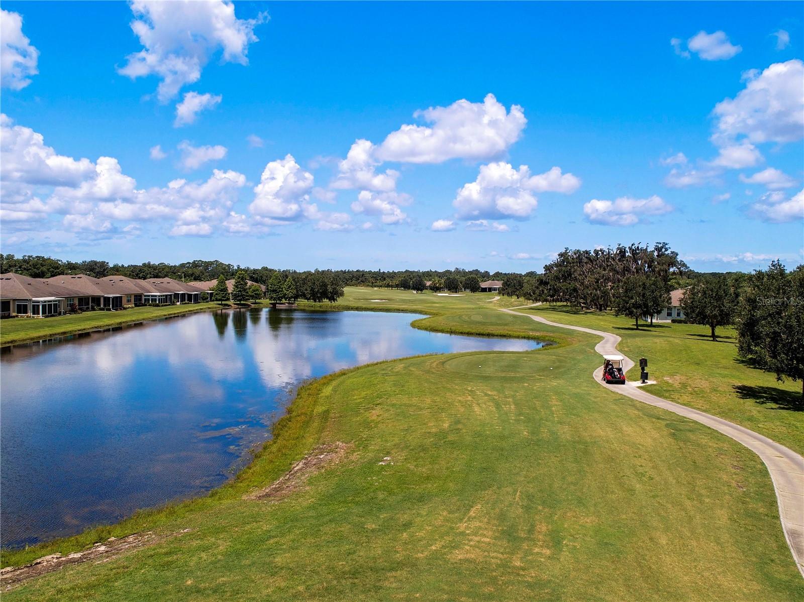 one of many of the pond systems and golfcart friendly paths