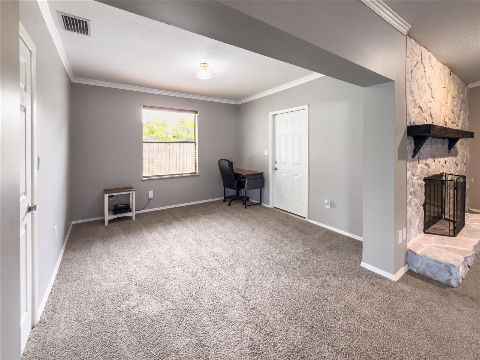 Den off Great Room with Closet