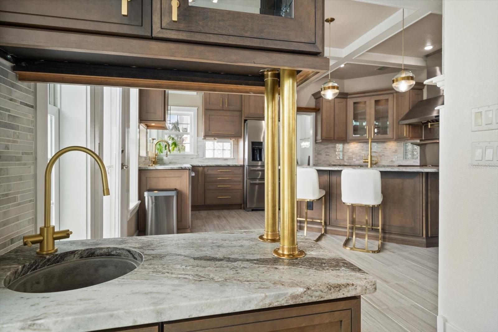 A wet bar off of the living area provides convenience when entertaining guests.