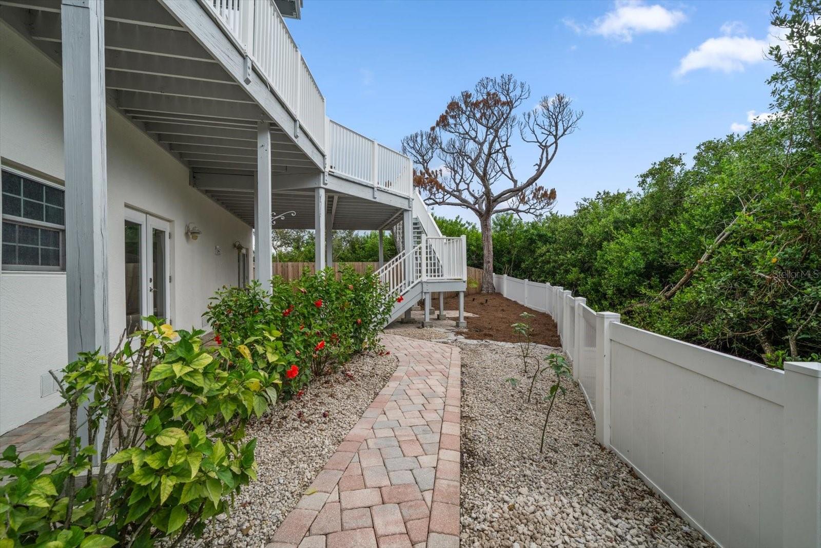 Outdoor walkways along the property.