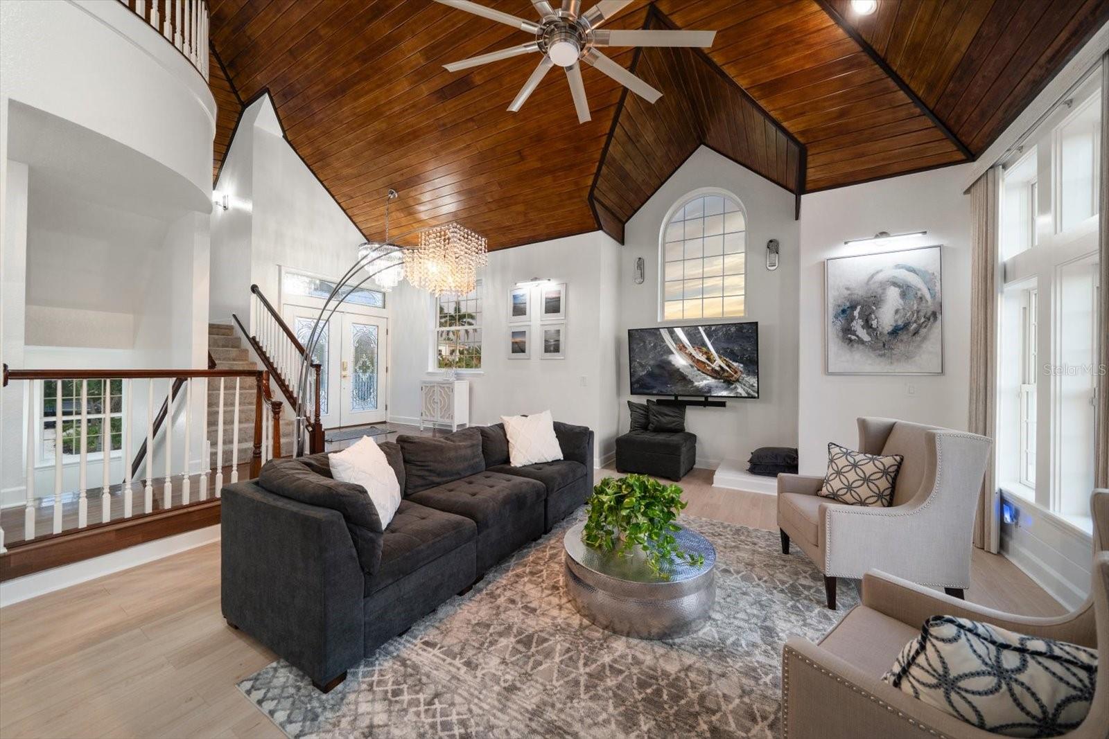 Natural light abounds throughout the home from the beautifully framed windows.