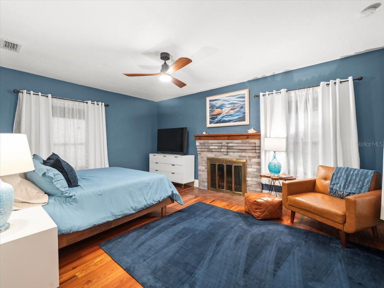 Primary bedroom with fireplace